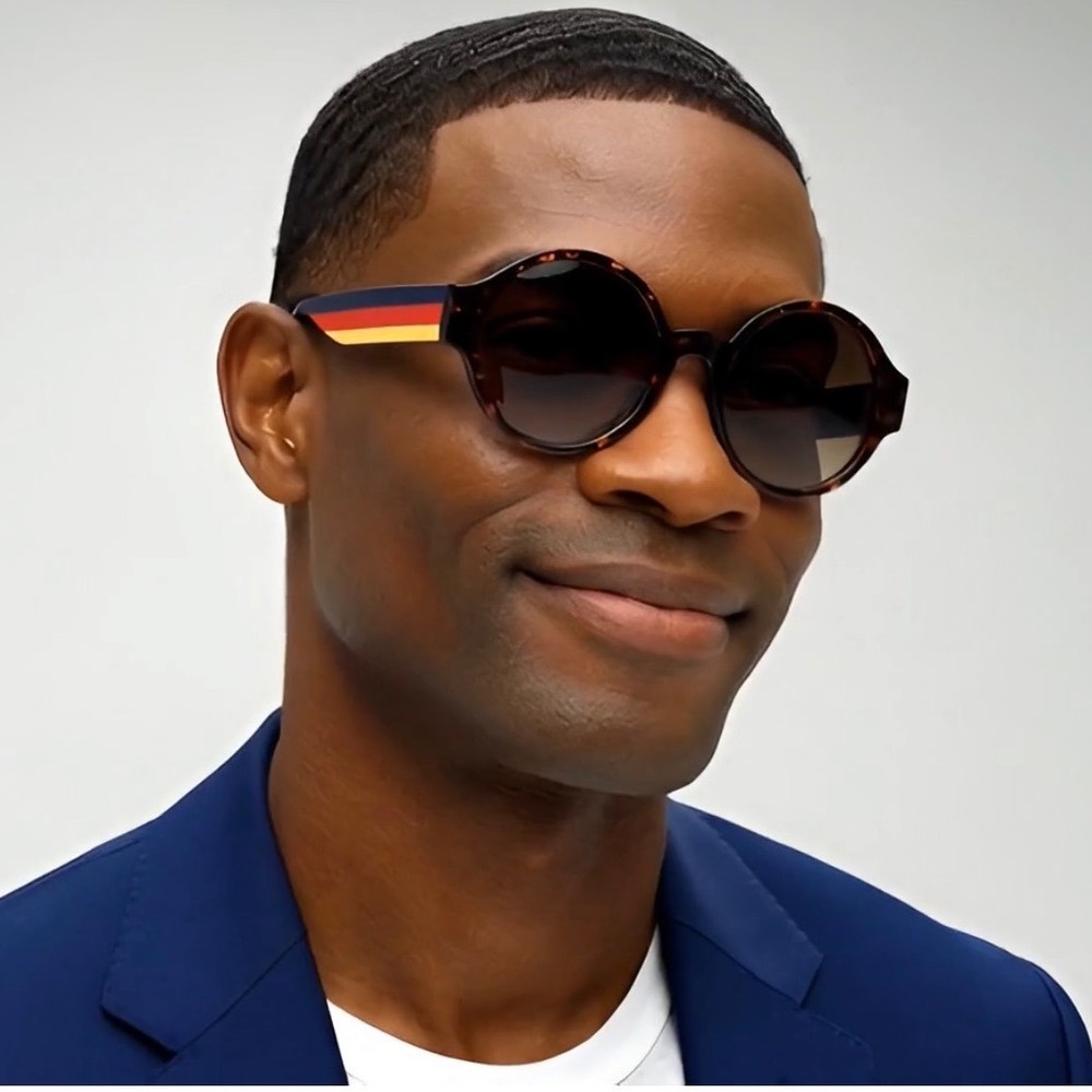 Men Tortoise Sunglasses Brown Gradient Lens Red Accent Fashion Driving Lentes‎